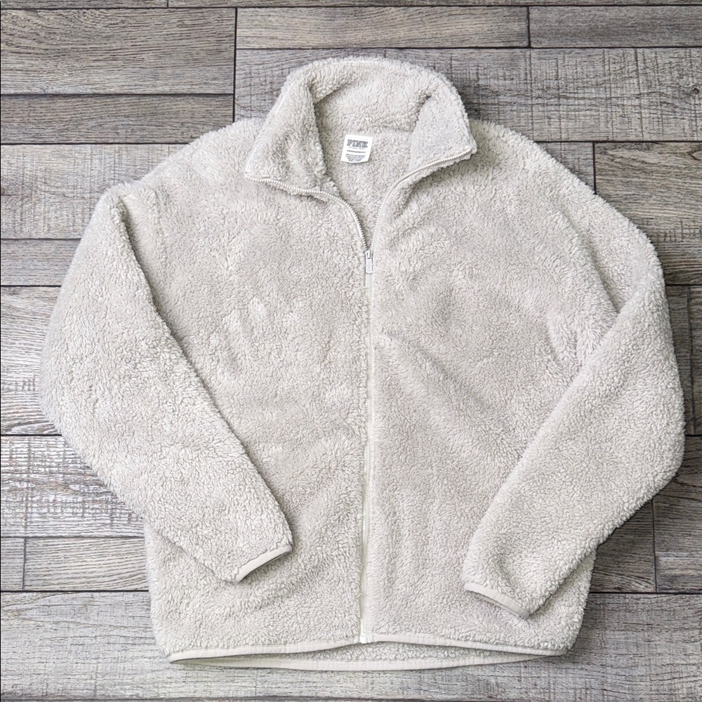 PINK Victoria's Secret Soft Cream/Gray Oversized Jacket